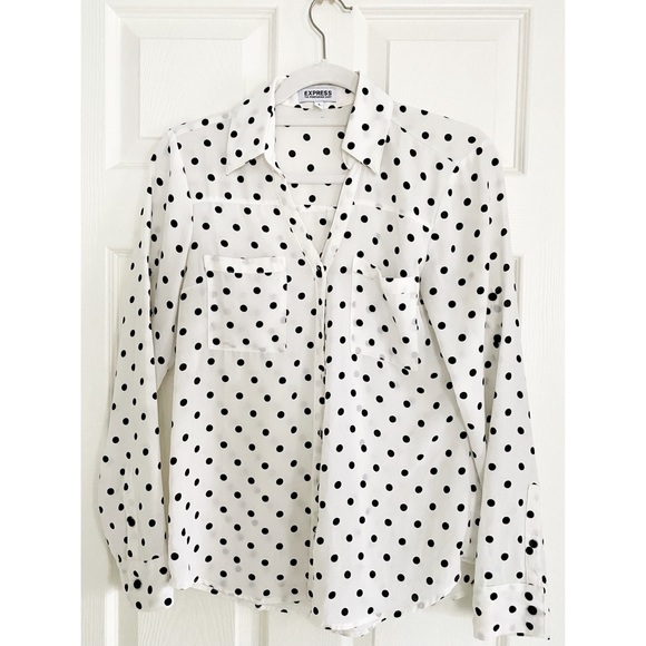 polka dot long sleeve blouse